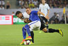 Thomas Lam (FIN) and Kevin Volland (GER) during the International Football Friendly Match between Germany and Finland at the Stadion im Borussia Park in Moenchengladbach, Germany on 2016/08/31.
