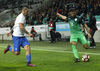 Bojan Jokic (no.13) of Slovenia (R) during football match of FIFA World cup qualifiers between Slovenia and Slovakia. FIFA World cup qualifiers between Slovenia and Slovakia was played on Saturday, 8th of October 2016 in Stozice arena in Ljubljana, Slovenia.
