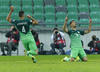 Miral Samardzic (no.4) of Slovenia and Rok Kronaveter (no.18) of Slovenia during football match of FIFA World cup qualifiers between Slovenia and Slovakia. FIFA World cup qualifiers between Slovenia and Slovakia was played on Saturday, 8th of October 2016 in Stozice arena in Ljubljana, Slovenia.
