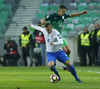 Jan Durica (no.4) of Slovakia and Roman Bezjak (no.14) of Slovenia during football match of FIFA World cup qualifiers between Slovenia and Slovakia. FIFA World cup qualifiers between Slovenia and Slovakia was played on Saturday, 8th of October 2016 in Stozice arena in Ljubljana, Slovenia.
