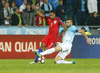 Theo Walcott (no.7) of England and Bostjan Cesar (no.5) of Slovenia during football match of FIFA World cup qualifiers between Slovenia and England. FIFA World cup qualifiers between Slovenia and England was played on Tuesday, 11th of October 2016 in Stozice arena in Ljubljana, Slovenia.
