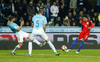 Bojan Jokic (no.13) of Slovenia, Bostjan Cesar (no.5) of Slovenia and Jesse Lingard (no.11) of England during football match of FIFA World cup qualifiers between Slovenia and England. FIFA World cup qualifiers between Slovenia and England was played on Tuesday, 11th of October 2016 in Stozice arena in Ljubljana, Slovenia.
