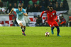 Roman Bezjak (no.14) of Slovenia (L) and Danny Rose (no.3) of England during football match of FIFA World cup qualifiers between Slovenia and England. FIFA World cup qualifiers between Slovenia and England was played on Tuesday, 11th of October 2016 in Stozice arena in Ljubljana, Slovenia.
