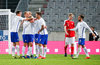 Goal celebration of Finnish players after Fredrik Jensen (FIN) makes the equalizer during the International Friendly Football Match between Austria and Finland at the Tivoli Stadion in Innsbruck, Austria on 2017/03/28.
