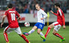 Zlatko Junuzovic (AUT), Sakari Mattila (FIN) and Forian Grillitsch (AUT) during the International Friendly Football Match between Austria and Finland at the Tivoli Stadion in Innsbruck, Austria on 2017/03/28.
