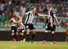 VPS players celebrating after the end of return match of the first round qualifiers match for UEFA Europa League between NK Olimpija and VPS Vaasa. Return match between NK Olimpija, Ljubljana, Slovenia, and VPS Vaasa, Vaasa, Finland, was played on Thursday, 6th of July 2017 in Stozice Arena in Ljubljana, Slovenia.
