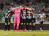 VPS players celebrating after the end of return match of the first round qualifiers match for UEFA Europa League between NK Olimpija and VPS Vaasa. Return match between NK Olimpija, Ljubljana, Slovenia, and VPS Vaasa, Vaasa, Finland, was played on Thursday, 6th of July 2017 in Stozice Arena in Ljubljana, Slovenia.
