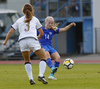 Paola Bogloni of Italy and Aino Vuorinen of Finland (R) during UEFA European Women Under-17 Championship match between Finland and Slovenia. UEFA European Women Under-17 Championship match between Finland and Italy was played on Sunday, 29th of October 2017 in Kranj, Slovenia.
