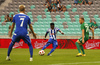 Evans Mensah of HJK Helsinki during third round qualifiers match for Europa League between NK Olympija and HJK Helsinki. Third round qualifiers match for Europa League between NK Olympija and HJK Helsinki was played on Thursday, 9th of August 2018 in Stozice arena in Ljubljana, Slovenia
