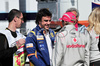Fernando Alonso (ESP),  Renault F1 Team (L) and Heikki Kovalainen (FIN), McLaren Mercedes (R) having short talk before practice on Istanbul raceway during Formula 1 Grand Prix of Turkey. Practice for Formula 1 Grand Prix of Turkey was held Friday, 8th of May 2008 in Istanbul, Turkey. <br> 
