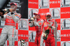Felipe Massa (BRA), Scuderia Ferrari, Lewis Hamilton (GBR), McLaren Mercedes and Kimi Raikkonen (FIN), Scuderia Ferrari celebrate on podium after Formula 1 Grand Prix of China in Shanghai. Formula 1 Grand Prix of China was held on Sunday, 19th of September 2008 in Shanghai, China.
