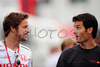 Jenson Button (GBR), Honda Racing F1 Team and Mark Webber (AUS), Red Bull Racing before Formula 1 Grand Prix of France. Formula 1 Grand Prix of France in Magny Cours was held on Sunday, 22th of June 2008 in Magny Cours, France. <br> 
