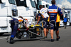 Renault R28 Chassis in the Paddock during free practice of Formula 1 Grand Prix of Great Britain. Formula 1 Grand Prix of Great Britain in Silverstone was held on Friday, 4th of July 2008 in Silverstone, Great Britain. <br> 
