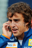 Fernando Alonso (ESP),  Renault F1 Team phones during free practice for Formula 1 Grand Prix of Belgium in Spa Francorchamps. Free practice for Formula 1 Grand Prix of Belgium was held on 5th of September 2008 in Spa Francorchamps, Belgium.
