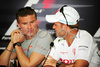 David Coulthard and Rubens Barrichello before Formula 1 Grand Prix of Brazil in Interlagos, Brazil. Last race of Formula 1 Grand Prix 2008 was Grand Prix of Brazil which was held on between 30th of October 2008 and 2nd of November 2008 in Interlagos, Brazil. <br> 
