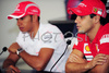 Felipe Massa (BRA), Scuderia Ferrari and Lewis Hamilton (GBR), McLaren Mercedes before Formula 1 Grand Prix of Brazil in Interlagos, Brazil. Last race of Formula 1 Grand Prix 2008 was Grand Prix of Brazil which was held on between 30th of October 2008 and 2nd of November 2008 in Interlagos, Brazil. <br> 
