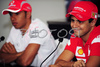 Felipe Massa (BRA), Scuderia Ferrari and Lewis Hamilton (GBR), McLaren Mercedes before Formula 1 Grand Prix of Brazil in Interlagos, Brazil. Last race of Formula 1 Grand Prix 2008 was Grand Prix of Brazil which was held on between 30th of October 2008 and 2nd of November 2008 in Interlagos, Brazil. <br> 
