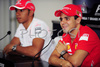 Felipe Massa (BRA), Scuderia Ferrari and Lewis Hamilton (GBR), McLaren Mercedes before Formula 1 Grand Prix of Brazil in Interlagos, Brazil. Last race of Formula 1 Grand Prix 2008 was Grand Prix of Brazil which was held on between 30th of October 2008 and 2nd of November 2008 in Interlagos, Brazil. <br> 
