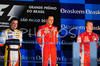 Fernando Alonso (ESP),  Renault F1 Team, Felipe Massa (BRA), Scuderia Ferrari and Kimi Raikkonen (FIN), Scuderia Ferrari on podium after after Formula 1 Grand Prix of Brazil in Interlagos, Brazil. Last race of Formula 1 Grand Prix 2008, Grand Prix of Brazil was held on Sunday, 2nd of November 2008 in Interlagos, Brazil. <br> 
