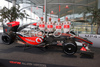 Gary Paffett (GBR), Test Driver, Heikki Kovalainen (FIN), Lewis Hamilton (GBR) and Pedro de la Rosa (ESP) with their McLaren Mercedes MP4-24 during presentation of new Mclaren Mercedes Formula 1 race car. Presentation of Mclaren Mercedes Formula 1 team was held in Woking, Great Britain, on 17th of January 2009.
