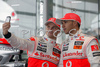 Heikki Kovalainen (FIN) and Lewis Hamilton (GBR) with their McLaren Mercedes MP4-24 during presentation of new Mclaren Mercedes Formula 1 race car. Presentation of Mclaren Mercedes Formula 1 team was held in Woking, Great Britain, on 17th of January 2009.
