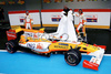 Fernando Alonso, Flavio Briatore and Nelson Piquet Jr during presentation of new Renault R29 Formula 1 race car. Presentation of Renault Formula 1 team was held in Portimao, Portugal, on 19th of January 2009.

