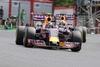 Daniil Kwjat (Infiniti Red Bull Racing/Renault) and Daniel Ricciardo (Infiniti Red Bull Racing/Renault) during the race of the Hungarian Formula One Grand Prix at the Hungaroring in Budapest, Hungary on 2015/07/26.
