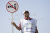 A caddie with a no camera and mobile phone sign during the first round of the European Tour Golf tournament, Open de Andalucia de Golf by Turkish Airlines, held at the Parador Malaga Golf Club, Malaga Spain.
