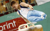 Juho Kanerva of Finland performing during 6th Artistic gymnastics World Cup in Maribor, Slovenia. First day of traditional 43rd Salamun memorial which also counts as Artistic gymnastics World cup was held in Maribor, Slovenia on Saturday, 8th of May 2010.
