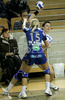 Tea Golubic (no.3) of HC Lokomotiva Zagreb (L) and Dijana Golubic (no.15) of Krim (R) during match of 1/8 finals match of Women Handball Cup Winners cup. Match between RK Krim, Ljubljana, Slovenia, and RK Lokomotiva Zagreb, Croatia was played on 9th of February 2008 in Tivoli Arena in Ljubljana, Slovenia. Match ended with victory of RK Krim, who defeated RK Lokomotiva Zagreb 31:25.
