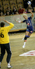 Dijana Golubic (no.15) of Krim (M) scoring over Marija Zeljko (no.16) of HC Lokomotiva Zagreb during match of 1/8 finals match of Women Handball Cup Winners cup. Match between RK Krim, Ljubljana, Slovenia, and RK Lokomotiva Zagreb, Croatia was played on 9th of February 2008 in Tivoli Arena in Ljubljana, Slovenia. Match ended with victory of RK Krim, who defeated RK Lokomotiva Zagreb 31:25.
