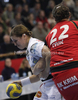 Ania Rosler (no.15) of HC Leipzig (L) and Dragana Cvijic (no.22) of Krim Mercator (R) during match of EHF Women Handball Champions League between RK Krim Mercator and HC Leipzig. Match of EHF Women Champions League between RK Krim Mercator, Ljubljana, Slovenia and HC Leipzig, Germany, was played in Kodeljevo Arena, Ljubljana, Slovenia, on Saturday, 13th of February 2010. Match was won by RK Krim Mercator, who defeated HC Leipzig with 32-26.
