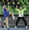 Andrea Penezic (no.23) of RK Krim Mercator during match of EHF Women Handball Champions League between RK Krim Mercator and Viborg HK. Match of EHF Women Champions League between RK Krim Mercator, Ljubljana, Slovenia and Viborg HK, Denmark, was played in Stozice Arena, Ljubljana, Slovenia, on Friday, 7th of October 2011.
