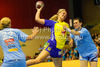 Johanna Ahlm of Sweden shooting on a goal and Sanja Gregorc of Slovenia in defense during womens qualifying match for European Championship 2012  between Slovenia and Sweden. Qualification match for European Handball Championships 2012 between Slovenia and Sweden was played in Velenje, Slovenia, on Thursday, 31st of May 2012.

