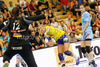 Annika Wiel Freden of Sweden shooting on a Branka Zec of Slovenia goal during womens qualifying match for European Championship 2012  between Slovenia and Sweden. Qualification match for European Handball Championships 2012 between Slovenia and Sweden was played in Velenje, Slovenia, on Thursday, 31st of May 2012.
