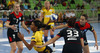 Jamina Roberts (no.8) of IK Savehof shooting during match of first round of EHF Women handball Champions League between RK Krim Mercator, Slovenia, and IK Savehof, Sweden. Match of EHF Women handball Champions League between RK Krim Mercator and IK Savehof was played on Saturday, 5th of October 2013 in Stozice arena in Ljubljana, Slovenia.
