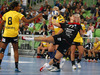 Oana Andreea Manea (no.77) of RK Krim Mercator shooting during match of first round of EHF Women handball Champions League between RK Krim Mercator, Slovenia, and IK Savehof, Sweden. Match of EHF Women handball Champions League between RK Krim Mercator and IK Savehof was played on Saturday, 5th of October 2013 in Stozice arena in Ljubljana, Slovenia.
