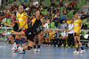 Oana Andreea Manea (no.77) of RK Krim Mercator shooting during match of first round of EHF Women handball Champions League between RK Krim Mercator, Slovenia, and IK Savehof, Sweden. Match of EHF Women handball Champions League between RK Krim Mercator and IK Savehof was played on Saturday, 5th of October 2013 in Stozice arena in Ljubljana, Slovenia.
