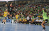 Daniela Piedade (no.5) of RK Krim Mercator scoring during match of first round of EHF Women handball Champions League between RK Krim Mercator, Slovenia, and IK Savehof, Sweden. Match of EHF Women handball Champions League between RK Krim Mercator and IK Savehof was played on Saturday, 5th of October 2013 in Stozice arena in Ljubljana, Slovenia.
