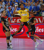 Jamina Roberts (no.8) of IK Savehof scoring during match of first round of EHF Women handball Champions League between RK Krim Mercator, Slovenia, and IK Savehof, Sweden. Match of EHF Women handball Champions League between RK Krim Mercator and IK Savehof was played on Saturday, 5th of October 2013 in Stozice arena in Ljubljana, Slovenia.
