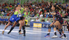Andrea Penezic (no.23) of RK Krim Mercator during match of EHF Women handball Champions League between RK Krim Mercator, Slovenia, and Metz Handball, France. Match of EHF Women handball Champions League between RK Krim Mercator and Metz Handball was played on Saturday, 2nd of November 2013 in Stozice arena in Ljubljana, Slovenia.
