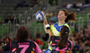 Andrea Penezic (no.23) of RK Krim Mercator during match of EHF Women handball Champions League between RK Krim Mercator, Slovenia, and Metz Handball, France. Match of EHF Women handball Champions League between RK Krim Mercator and Metz Handball was played on Saturday, 2nd of November 2013 in Stozice arena in Ljubljana, Slovenia.
