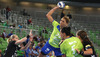 Andrea Penezic (no.23) of RK Krim Mercator shooting on goal during match of EHF Women handball Champions League between RK Krim Mercator, Slovenia, and HC Leipzig, Germany. Match of EHF Women handball Champions League between RK Krim Mercator and HC Leipzig was played on Saturday, 16th of November 2013 in Stozice arena in Ljubljana, Slovenia.
