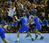 Roman Sidorowicz of Switzerland during EHF European championships qualifications match between Slovenia and Switzerland. EHF European championships qualifications match between Slovenia and Switzerland was played on Wednesday, 2nd of November 2016 in Rdeca dvorana in Velenje, Slovenia.
