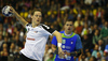 Manuel Liniger of Switzerland during EHF European championships qualifications match between Slovenia and Switzerland. EHF European championships qualifications match between Slovenia and Switzerland was played on Wednesday, 2nd of November 2016 in Rdeca dvorana in Velenje, Slovenia.
