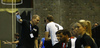 Head coach of Switzerland, Michael Suter (L) and Pascal Vernier of Switzerland (R) during EHF European championships qualifications match between Slovenia and Switzerland. EHF European championships qualifications match between Slovenia and Switzerland was played on Wednesday, 2nd of November 2016 in Rdeca dvorana in Velenje, Slovenia.
