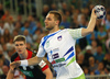 Gasper Marguc of Slovenia during EHF European championships qualifications match between Slovenia and Germany. EHF European championships qualifications match between Slovenia and Germany was played on Wednesday, 3rd of May 2017 in Stozice arena in Ljubljana, Slovenia.
