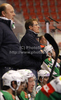 Coach of HDD Tilia Olimpija, Hannu Jarvenpaa during ice hockey match of Slovenian league finals 2011-2012 between HK Acroni Jesenice and HDD Tilia Olimpija. Match between HK Acroni Jesenice and HDD Tilia Olimpija was held on Monday, 2nd of April 2012 in Jesenice, Slovenia. 
