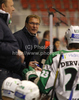 Coach of HDD Tilia Olimpija, Hannu Jarvenpaa during ice hockey match of Slovenian league finals 2011-2012 between HK Acroni Jesenice and HDD Tilia Olimpija. Match between HK Acroni Jesenice and HDD Tilia Olimpija was held on Monday, 2nd of April 2012 in Jesenice, Slovenia. 
