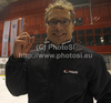 Coach of HDD Tilia Olimpija, Hannu Jarvenpaa celebrating Slovenia national championships title after ice hockey match of Slovenian league finals 2011-2012 between HK Acroni Jesenice and HDD Tilia Olimpija. Match between HK Acroni Jesenice and HDD Tilia Olimpija was held on Monday, 2nd of April 2012 in Jesenice, Slovenia. 
